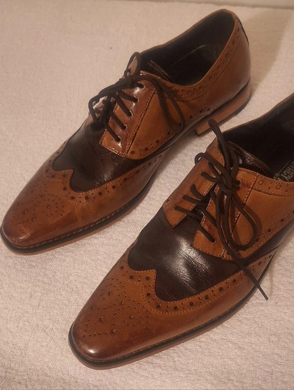 Stacy Adams Two-Tone Brown & Dark Brown Wingtip Oxfords